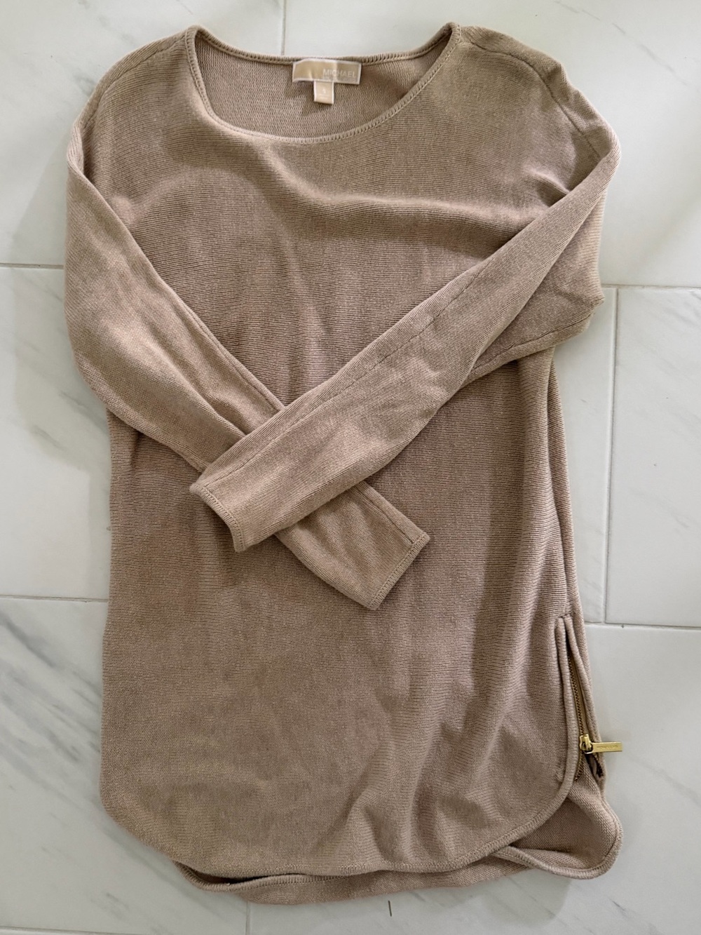Michael Kors Taupe Long Sleeve Knit Sweater